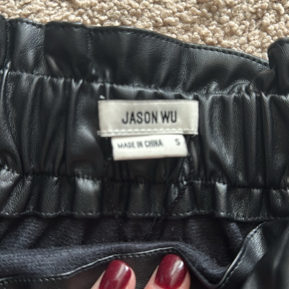 Jason Wu- Black Leather Wrap Tie Mini Skirt - Picture 6 of 9